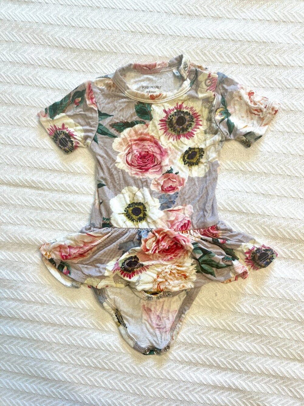Posh Peanut Vintage Floral Twirl Skirt Bodysuit | Size 0-3M Bamboo